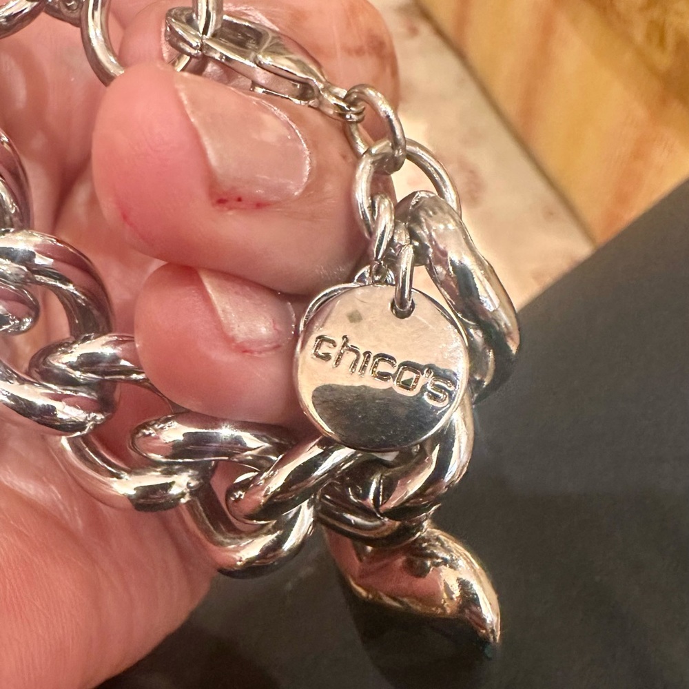 Chico's Shiny Silver-Tone Chunky Link Bracelet